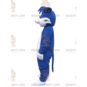 Niebiesko-biały kostium maskotki BIGGYMONKEY™ z zabawnym puffem