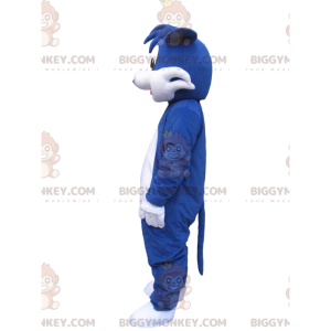 Traje de mascote de cachorro azul e branco BIGGYMONKEY™ com