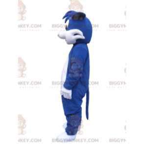 Blauw-witte hond BIGGYMONKEY™ mascottekostuum met grappige