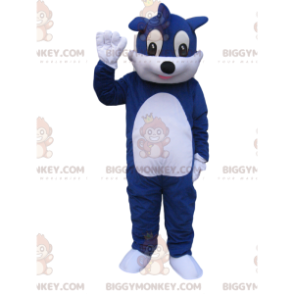 Costume de mascotte BIGGYMONKEY™ de chien bleu et blanc avec