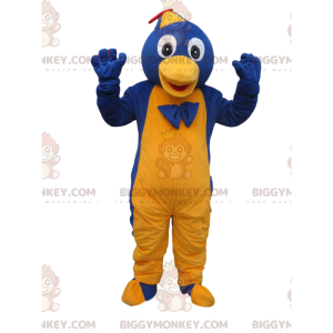 Blauwe en gele pinguïn BIGGYMONKEY™ mascottekostuum met pet en