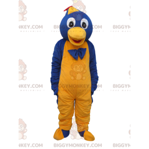 Blauwe en gele pinguïn BIGGYMONKEY™ mascottekostuum met pet en