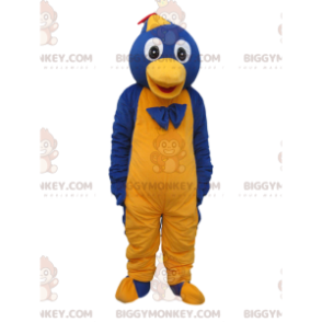 Traje de mascote de pinguim azul e amarelo BIGGYMONKEY™ com