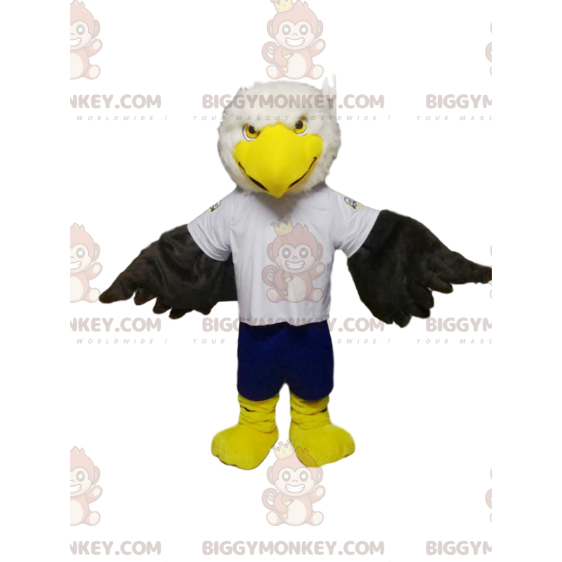 Costume de mascotte BIGGYMONKEY™ d'aigle royal blanc et noir