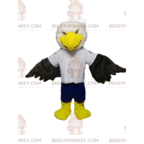 Bílo-černý kostým maskota Golden Eagle BIGGYMONKEY™ s modrými