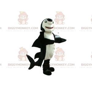 Costume de mascotte BIGGYMONKEY™ de requin noir et blanc avec