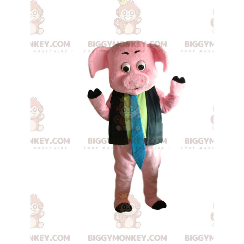 Costume da mascotte Pink Pig BIGGYMONKEY™ con camicia e