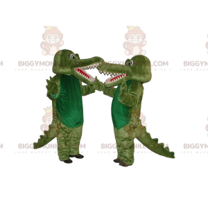 Duo de trajes de mascote de crocodilos verdes BIGGYMONKEY™.