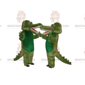 Duo de Costume de mascotte BIGGYMONKEY™ de crocodiles verts.