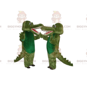 Duo de trajes de mascote de crocodilos verdes BIGGYMONKEY™.