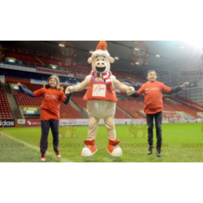 Schaap BIGGYMONKEY™ mascottekostuum met sjaal trui en muts -