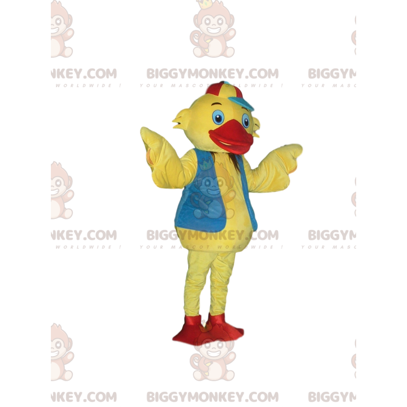 Costume de mascotte BIGGYMONKEY™ de petit canard jaune avec un