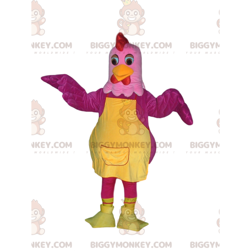 BIGGYMONKEY™ Fuchsia and Pink Hen Mascot Costume with Yellow