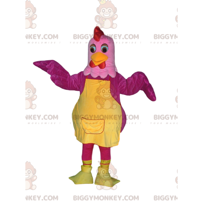 Traje de mascote de galinha rosa e fúcsia BIGGYMONKEY™ com