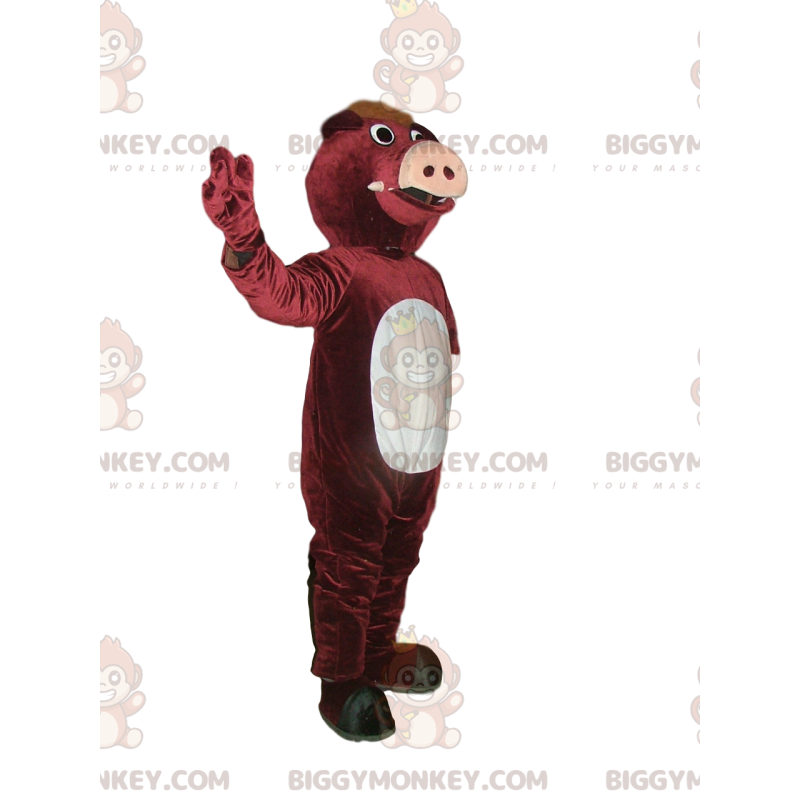 Traje de mascote BIGGYMONKEY™ javali marrom com focinho grande