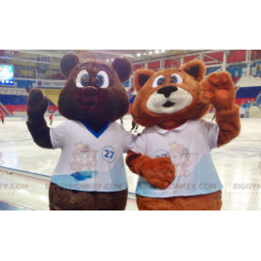 Duo de mascottes BIGGYMONKEY™ un ours marron et un renard