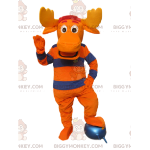 Kostým oranžový a modrý jelen s velkými parohy BIGGYMONKEY™