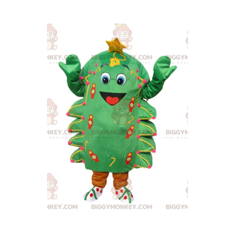 Green Tree BIGGYMONKEY™ Mascot Costume with Big Smile and Gold