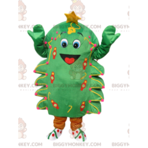 Traje de mascote Green Tree BIGGYMONKEY™ com grande sorriso e