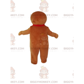 BIGGYMONKEY™ Gingerbread Man Mascot Costume with Red Scarf –