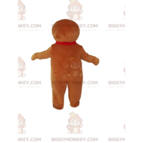 BIGGYMONKEY™ Gingerbread Man maskotkostume med rødt tørklæde -