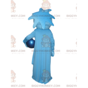 BIGGYMONKEY™ mascot costume of very smiling blue character with