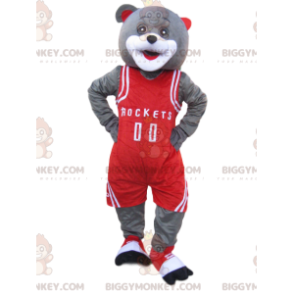 Costume de mascotte BIGGYMONKEY™ d'ours gris avec une tenue de