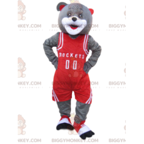 Kostým maskota Gray Bear BIGGYMONKEY™ s červeným sportovním