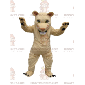 Costume de mascotte BIGGYMONKEY™ de lionne crème avec un museau