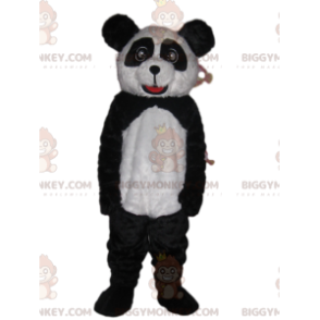 Traje de mascote BIGGYMONKEY™ de panda preto e branco com olhos