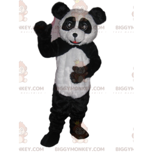 Costume de mascotte BIGGYMONKEY™ de panda noir et blanc avec de