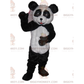 BIGGYMONKEY™ maskotkostume af sort og hvid panda med søde øjne