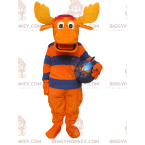 BIGGYMONKEY™ Maskottchen-Kostüm mit orangefarbenem und blauem