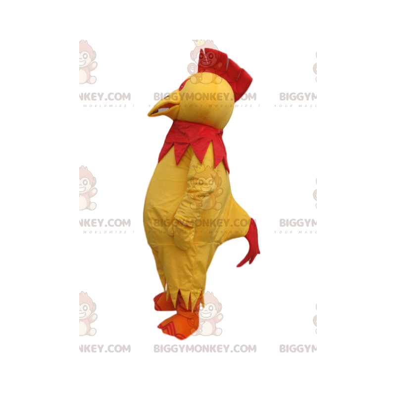 BIGGYMONKEY™ Costume da mascotte Pollo giallo con stemma rosso