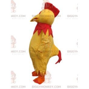 BIGGYMONKEY™ maskotkostume gul kylling med rød våbenskjold -