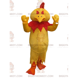 BIGGYMONKEY™ Costume da mascotte Pollo giallo con stemma rosso