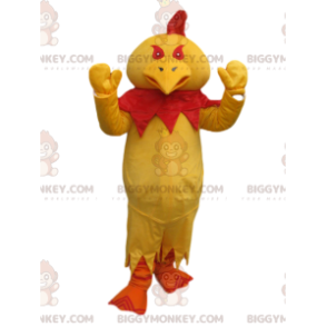 BIGGYMONKEY™ Costume da mascotte Pollo giallo con stemma rosso