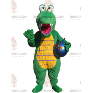 Costume de mascotte BIGGYMONKEY™ de crocodile vert avec un