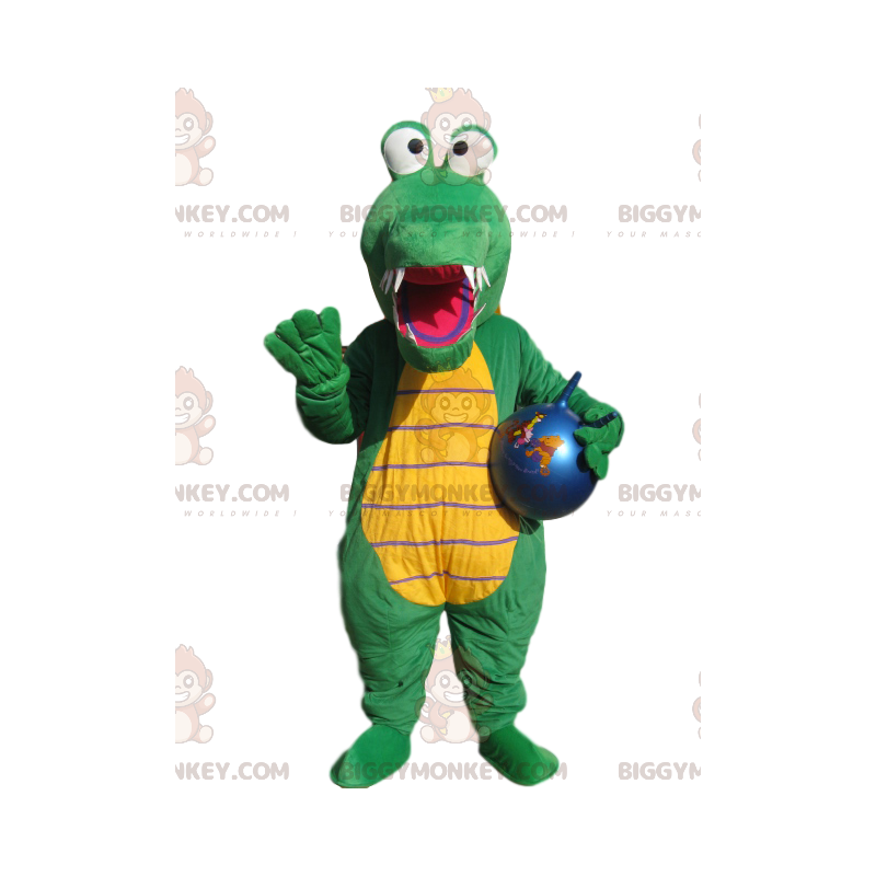 Costume de mascotte BIGGYMONKEY™ de crocodile vert avec un