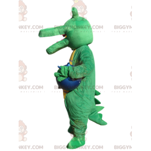 Disfraz de mascota BIGGYMONKEY™ de cocodrilo verde con globo
