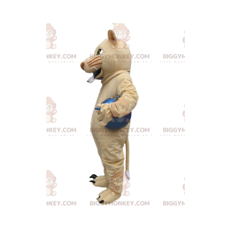 BIGGYMONKEY™ Mascot Costume Cream Lejoninna med blå ballong -