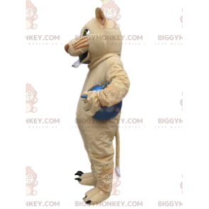 BIGGYMONKEY™ Mascote Creme Leoa com Balão Azul – Biggymonkey.com