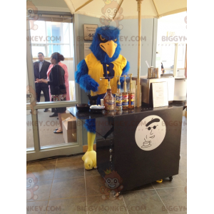 Costume de mascotte BIGGYMONKEY™ d'oiseau bleu et jaune tout