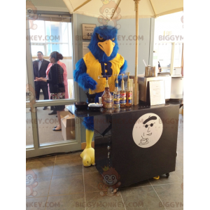 Disfraz de mascota BIGGYMONKEY™ de pájaro azul y amarillo