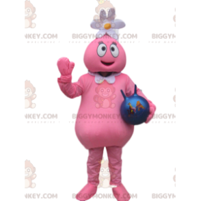 BIGGYMONKEY™ Costume da mascotte Personaggio rosa con fiore