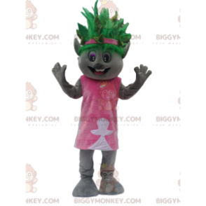 BIGGYMONKEY™ mascottekostuum van grijs karakter met een groen