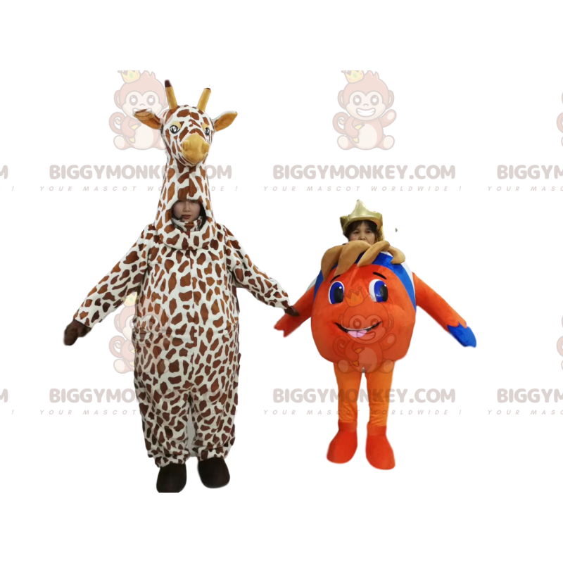 BIGGYMONKEY™ Costume da mascotte Duo di Nemo e una giraffa -