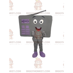 Very Smiling Gray Radio BIGGYMONKEY™ Mascot Costume -
