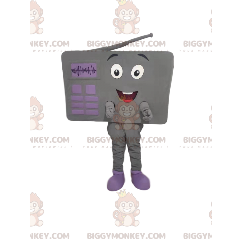 Very Smiling Gray Radio BIGGYMONKEY™ Mascot Costume -