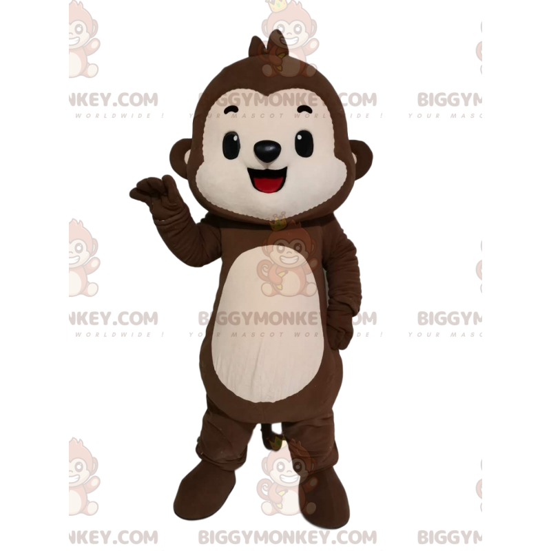 Brązowo-kremowy kostium maskotki małej małpki BIGGYMONKEY™. -